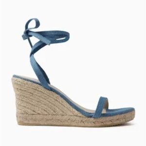 NEW ALOHAS Willa Espadrille Wedge Sandals in Denim